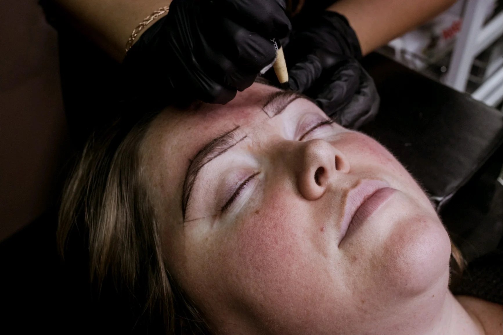 Permanent makeup in progress