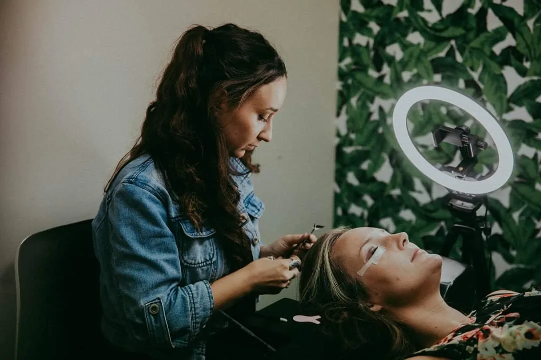 Kat mapping brows at Junipermoon Esthetics