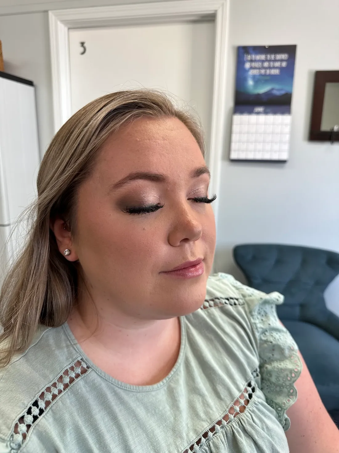 Defined eye makeup with lashes